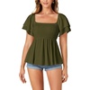 image:imageLYANER Womens Square Neck Casual Peplum TopArmy Green