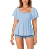 image:imageLYANER Womens Square Neck Casual Peplum TopBaby Blue