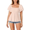 image:imageLYANER Womens Square Neck Casual Peplum TopBeige