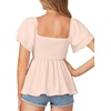 image:imageLYANER Womens Square Neck Casual Peplum TopBeige
