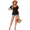 image:imageLYANER Womens Square Neck Casual Peplum TopBlack