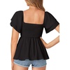 image:imageLYANER Womens Square Neck Casual Peplum TopBlack
