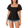 image:imageLYANER Womens Square Neck Casual Peplum TopBlack