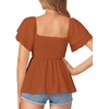 image:imageLYANER Womens Square Neck Casual Peplum TopCaramel