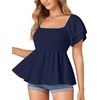 image:imageLYANER Womens Square Neck Casual Peplum TopDark Blue