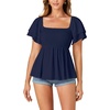 image:imageLYANER Womens Square Neck Casual Peplum TopDark Blue