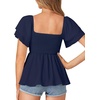 image:imageLYANER Womens Square Neck Casual Peplum TopDark Blue