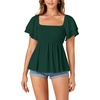 image:imageLYANER Womens Square Neck Casual Peplum TopDark Green
