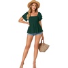 image:imageLYANER Womens Square Neck Casual Peplum TopDark Green