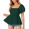 image:imageLYANER Womens Square Neck Casual Peplum TopDark Green