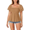 image:imageLYANER Womens Square Neck Casual Peplum TopDark Khaki