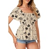 image:imageLYANER Womens Square Neck Casual Peplum TopFloral Apricot