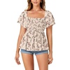 image:imageLYANER Womens Square Neck Casual Peplum TopFloral Beige