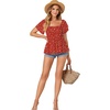 image:imageLYANER Womens Square Neck Casual Peplum TopFloral Red