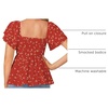 image:imageLYANER Womens Square Neck Casual Peplum TopFloral Red
