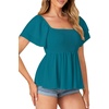 image:imageLYANER Womens Square Neck Casual Peplum TopLake Blue