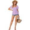 image:imageLYANER Womens Square Neck Casual Peplum TopLavender
