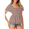 image:imageLYANER Womens Square Neck Casual Peplum TopLeopard Beige