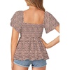 image:imageLYANER Womens Square Neck Casual Peplum TopLeopard Beige