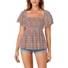 image:imageLYANER Womens Square Neck Casual Peplum TopLeopard Beige