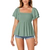 image:imageLYANER Womens Square Neck Casual Peplum TopLight Bean Green