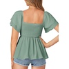 image:imageLYANER Womens Square Neck Casual Peplum TopLight Bean Green