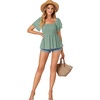 image:imageLYANER Womens Square Neck Casual Peplum TopLight Bean Green