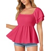 image:imageLYANER Womens Square Neck Casual Peplum TopRose Pink
