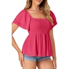 image:imageLYANER Womens Square Neck Casual Peplum TopRose Pink