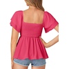 image:imageLYANER Womens Square Neck Casual Peplum TopRose Pink