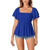 image:imageLYANER Womens Square Neck Casual Peplum TopRoyal Blue