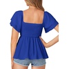image:imageLYANER Womens Square Neck Casual Peplum TopRoyal Blue