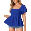image:imageLYANER Womens Square Neck Casual Peplum TopRoyal Blue