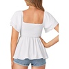 image:imageLYANER Womens Square Neck Casual Peplum TopWhite