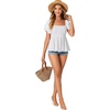 image:imageLYANER Womens Square Neck Casual Peplum TopWhite