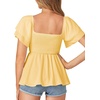 image:imageLYANER Womens Square Neck Casual Peplum TopYellow