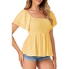 image:imageLYANER Womens Square Neck Casual Peplum TopYellow