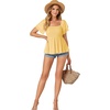 image:imageLYANER Womens Square Neck Casual Peplum TopYellow