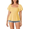 image:imageLYANER Womens Square Neck Casual Peplum TopYellow