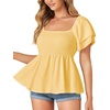 image:imageLYANER Womens Square Neck Casual Peplum TopYellow