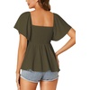 image:imageLYANER Womens Square Neck Cute Peplum TopArmy Green