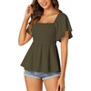 image:imageLYANER Womens Square Neck Cute Peplum TopArmy Green