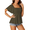 image:imageLYANER Womens Square Neck Cute Peplum TopArmy Green