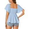 image:imageLYANER Womens Square Neck Cute Peplum TopBaby Blue