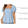 image:imageLYANER Womens Square Neck Cute Peplum TopBaby Blue