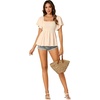 image:imageLYANER Womens Square Neck Cute Peplum TopBeige