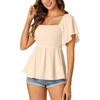 image:imageLYANER Womens Square Neck Cute Peplum TopBeige