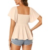 image:imageLYANER Womens Square Neck Cute Peplum TopBeige