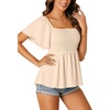 image:imageLYANER Womens Square Neck Cute Peplum TopBeige