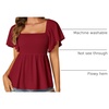 image:imageLYANER Womens Square Neck Cute Peplum TopBurgundy